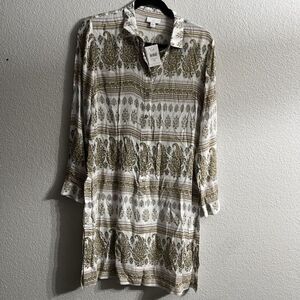 New! J. JILL Paisley Floral Print Lightweight Tunic Shirt Dress Sandune Size XS‎